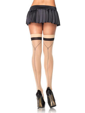 LEG AVENUE Zipper Print Backseam Thigh High NWT